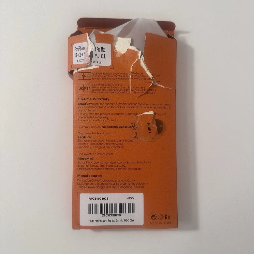 Tauri iPhone 14 Pro Case, 3-in-1, Clear Case With 2 Pack Screen Protectors NEW